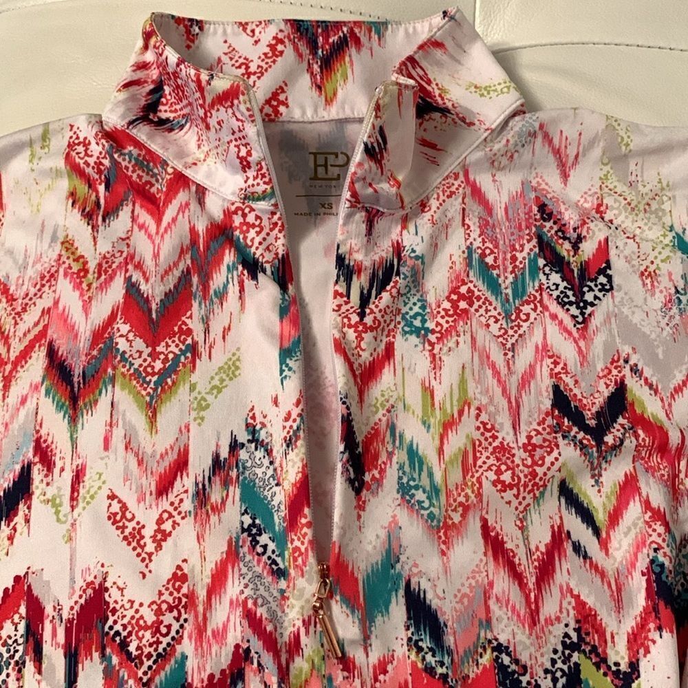 EP NY Long Sleeve Golf Women’s Top 1/4 Zip Multi Print Shirt Size XS - Picture 8 of 9